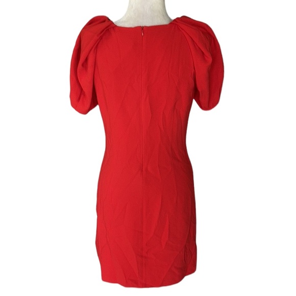 NWT Zara Red Crepe Puff Pleated Sleeve Sheath Mini Dress - L - Picture 9 of 14